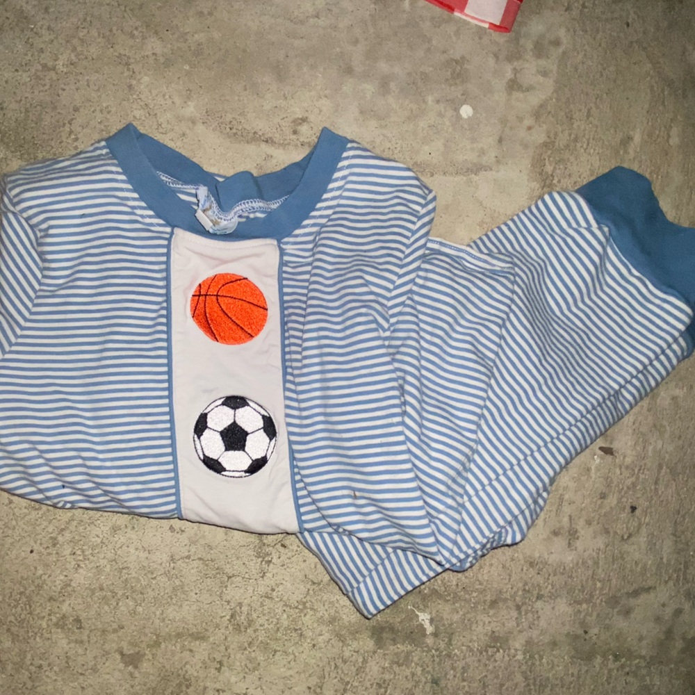 Sweet Southern Smocks Blue Striped Kids Sport themed Pajama